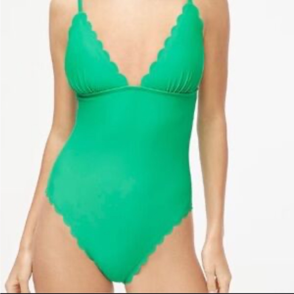J. Crew Women’s Scalloped Edge One‎ Piece Swimsuit Green Size XL